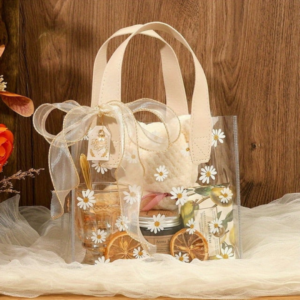 1pc Portable Gift Bags - Ultra-Portable Compact Transparent with Delicate Daisy Design